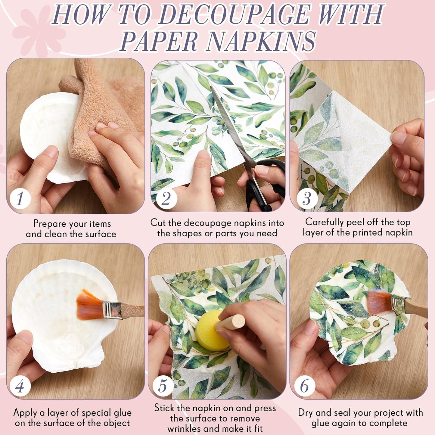 Crtiin 20 Pack Decoupage Napkins Floral Napkins Flower Cocktail Paper Decorative Toilet for Valentine's Day Birthday Party Beautiful Gorgeous, 20 Styles Each 6.5 Inches(Style 1)