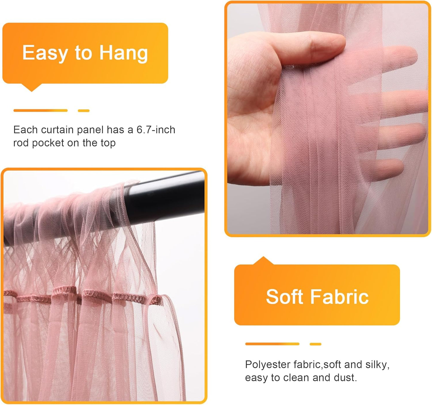 Fomcet Tulle Backdrop Curtains with Lights String White 10FT X 8FT Sheer Curtain with Lights Tulle Curtains Backdrop for Wedding Birthday Party Baby Shower Photo Shoot (2 Panels 5x8FT)