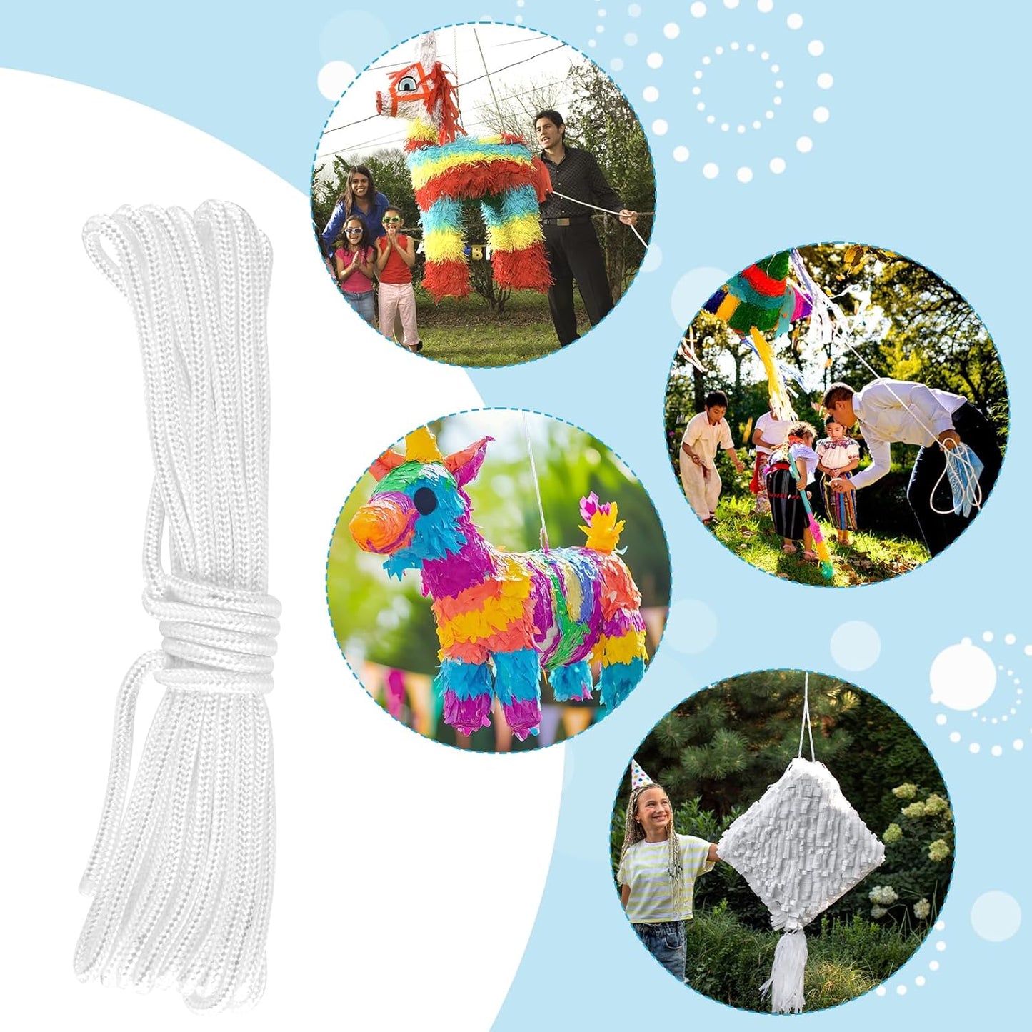 Rose Red Pinata Stick Kit with Blindfold, Rope and Confetti - Perfect for Kids Girls Birthday, Baby Shower, Carnivals Party Supplies
