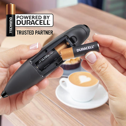 Zulay Kitchen Powerful Milk Frother Wand With Duracell Batteries - Ultra Fast Handheld Drink Mixer - Electric Whisk Foam Maker for Coffee, Lattes, Cappuccino & Matcha - Z1 Motor - Black - Colors C