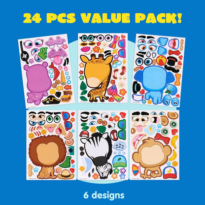 JOYIN 24 Sheets 9"x6" Make a face Stickers for Kids, Make Your Own Stickers with Unicorn, Dinosaur, Sea and Safari Animals, Party Favors Kids Crafts, Goodie Bags Stuffers Classroom Activities
