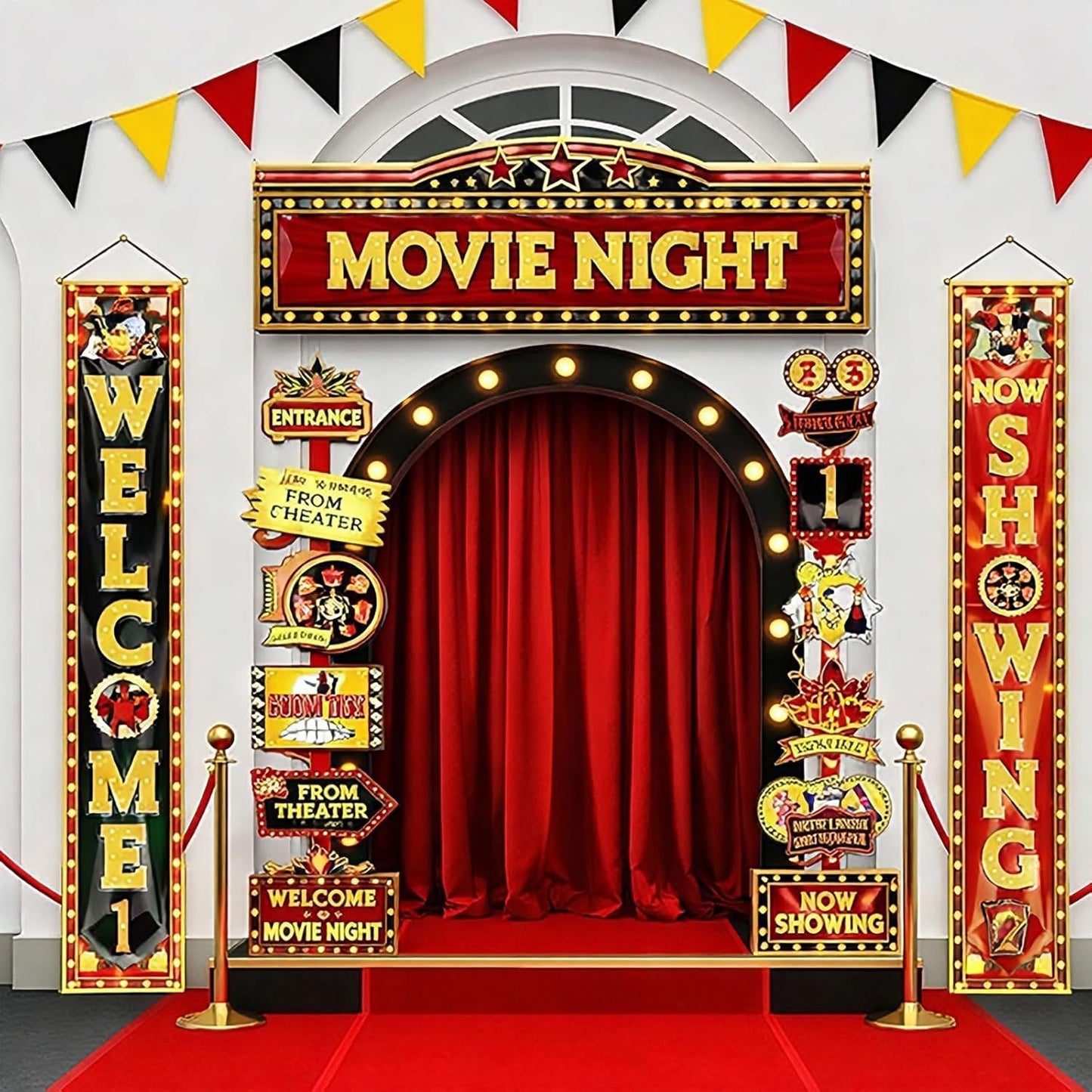15 Pcs Circus Decorations Carnival Striped Awning Porch Banner Carnival Theme Directional Signs Welcome to the Circus for Birthday Party Supplies