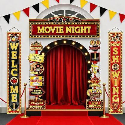15 Pcs Circus Decorations Carnival Striped Awning Porch Banner Carnival Theme Directional Signs Welcome to the Circus for Birthday Party Supplies