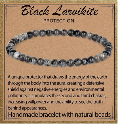 LPBeads Handmade Natural Gemstone Stretch Elastic Bracelet Healing Crystal Round Stone Beads Jewelry Gifts for Women Men