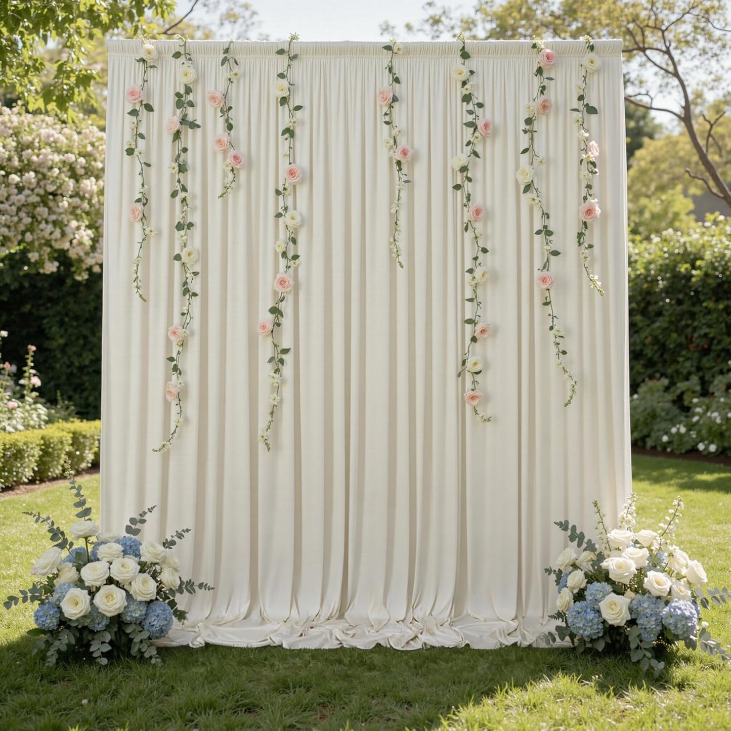 10ftx10ft Black Backdrop Curtains for Weddings Parties, Wrinkle Free 2 Panels Silky Polyester Photo Backdrop Drapes Back Drop Cloth Drapery for Birthday Mother'sDay Photography Background