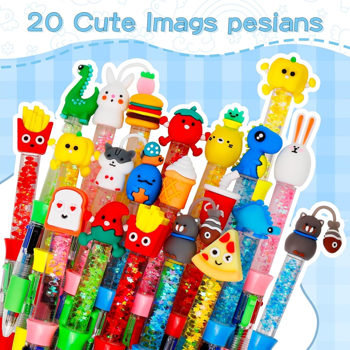 CZWZ 20Pcs Mini Multicolor Pens in One 4-in-1 Cute Pens Bulk for Kids, Fun Kawaii Ballpoint Pens for Birthdays and Children's Party Favors Gifts Teacher School Supplies