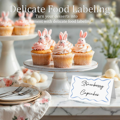 Mermaid Place Cards for Table Setting, 2 x 3.5" Escort Cards, 25 Under The Sea Tent Cards Food Label for Dinner Party, Wedding, Bridal Shower, Baby Shower, Birthday Party Supplies