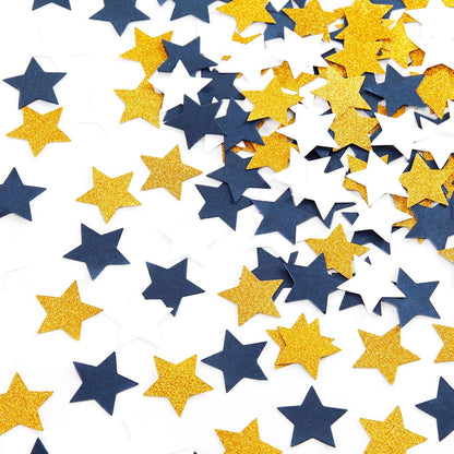 300pcs Navy Blue White Silver Confetti,Glitter Paper decor Twinkle Little Star Table Confetti,Birthday Graduation 2024 Fathers Day Wedding Baby Shower Party Decorations Circle Dots Lasting Surprise