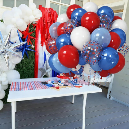 60 Pcs Blue and Silver Balloons, Navy Royal Blue Silver Party Balloons with Metallic Confetti Helium Latex Balloons for Birthday Baby Showers Fathers Day 2025 Graduation Decoration