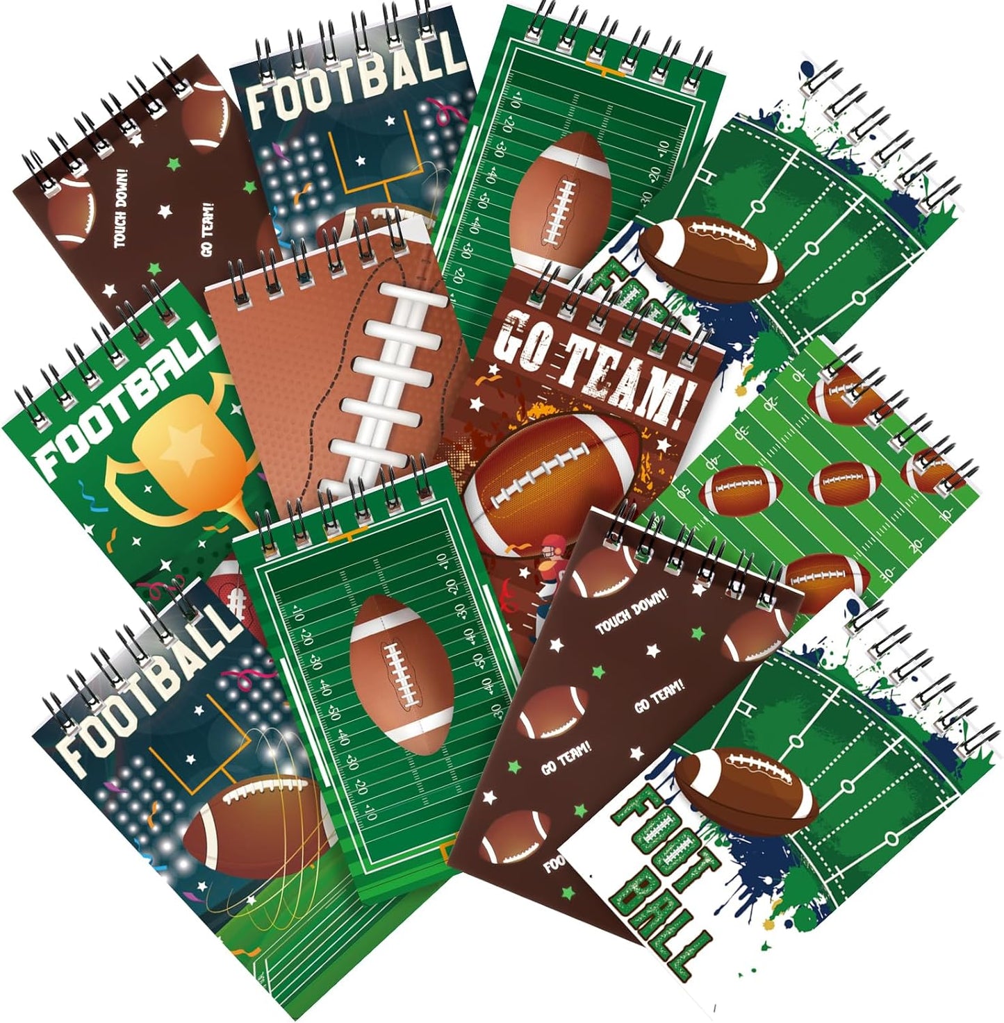 Maxdot 24 Pcs Football Mini Notepads Sports Party Favors for Gifts Spiral Mini Journal Notebooks Goodie Bag Stuffers for Teacher Reward Birthday Party Supplies