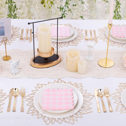 100 Pcs Striped Pastel Napkins, 5 x 5 Inches Scalloped Napkins, Disposable Cocktail Napkins for Pastel Summer Party Birthday Wedding Decor