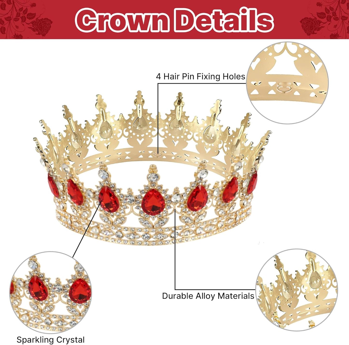 Crown Cake Topper, Balls Happy Birthday Cake Topper Pink Crown Birthday Candles Gold Butterflies, Corona Para Pastel, Cake Decorations for Birthday Wedding (Gold, Pink)