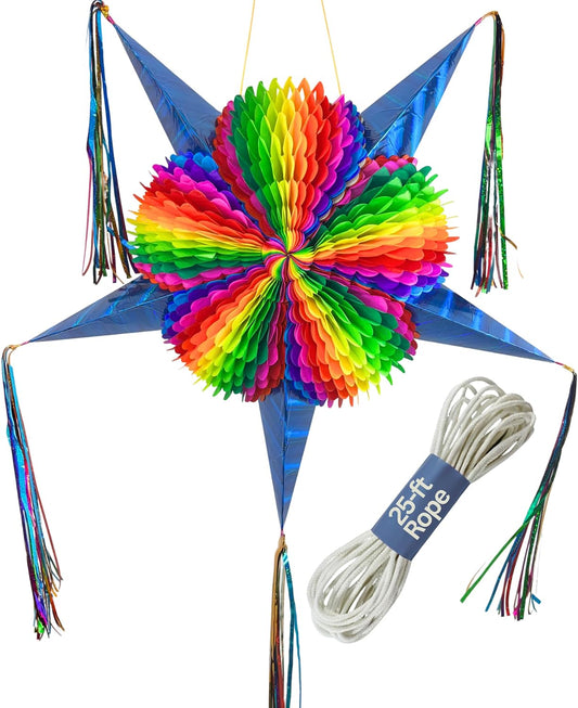 American Flag Pinata – Large 32” USA Red, White, and Blue Piñata with 25-ft Rope Included – Memorial Day, 4th of July & America 250 Decorations – TexMex Fun Stuff