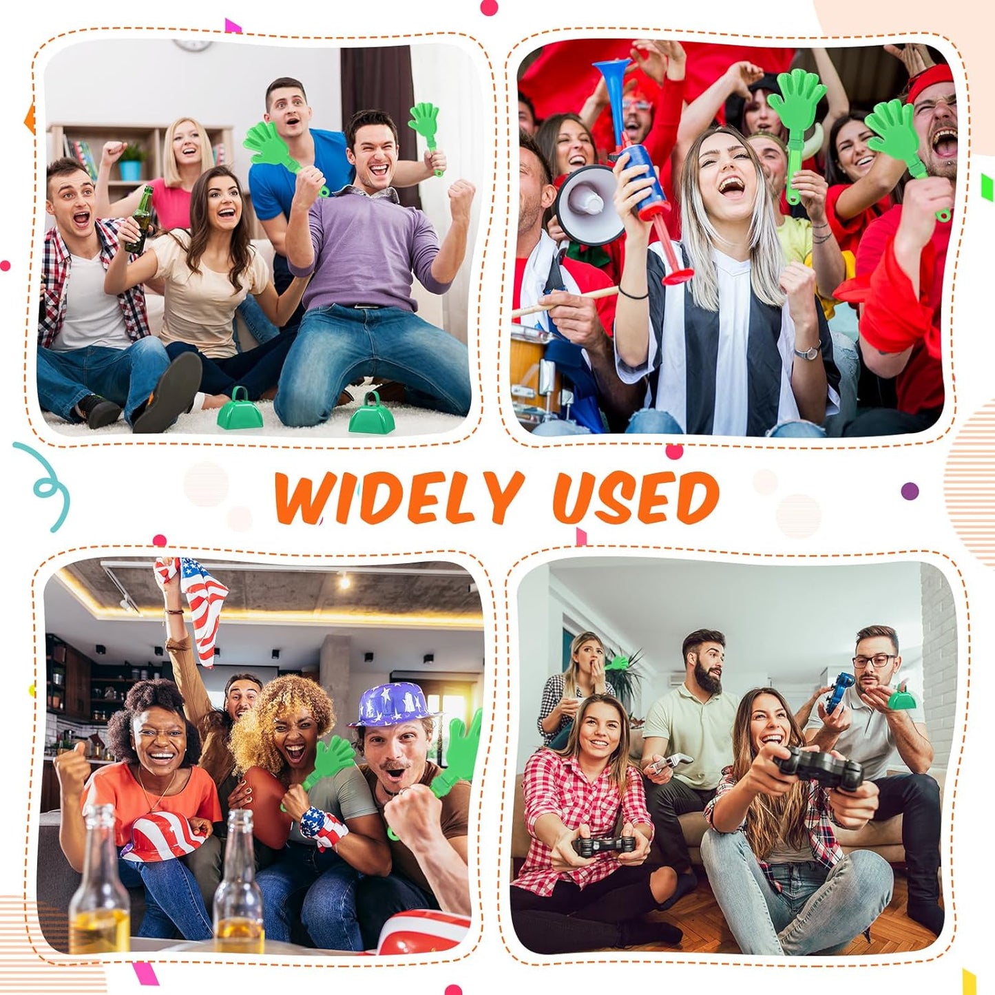 24 Pcs Hand Clappers and Metal Cowbells Noise Makers Cheering Clappers Cow Bells Handle Cheers Dance Basketball Football Noise Makers Sporting Events Graduation School Sports Party (Purple)