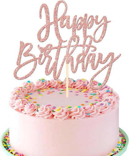 ZHUOWEISM 1 PCS Gold Happy Birthday & Anniversary Cake Topper