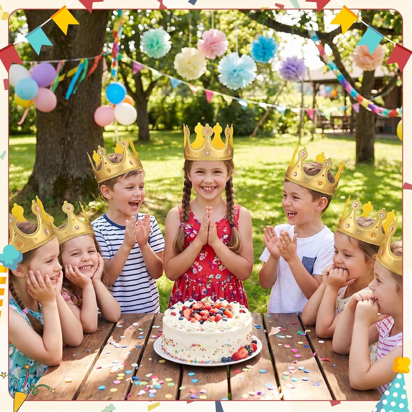 Yaomiao 44 Pcs Birthday Foam Crowns for Kids Princess Tiaras King Hat Bulk Diamond Sticker Kits for Crown Party Supplies