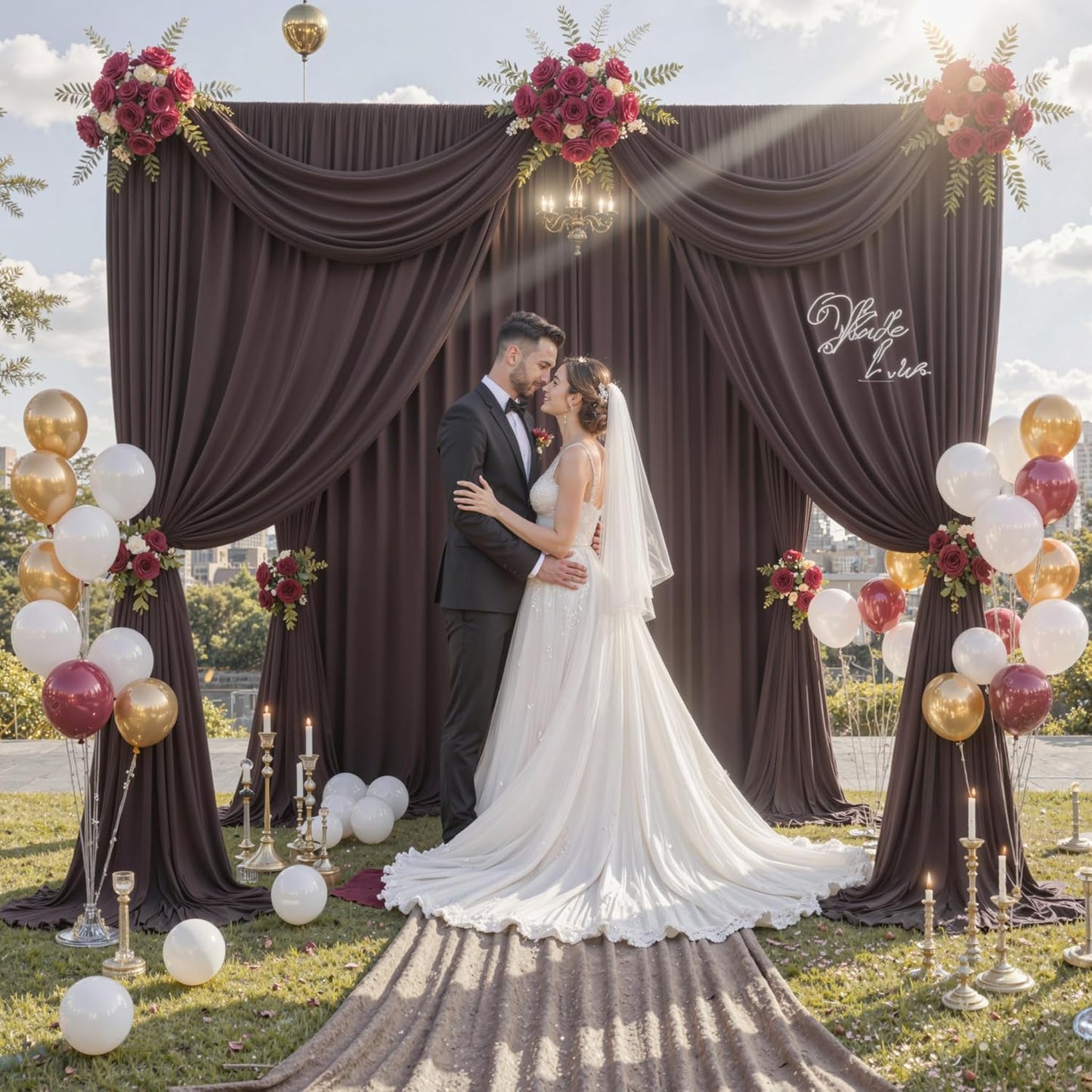 10 ft x 10 ft Wrinkle Free White Backdrop Curtains for Wedding Parties, Polyester Photography Backdrop Drapes for Birthday Parties Stage Backdrop Stand, 2 Panels 5x10FT Background Curtains