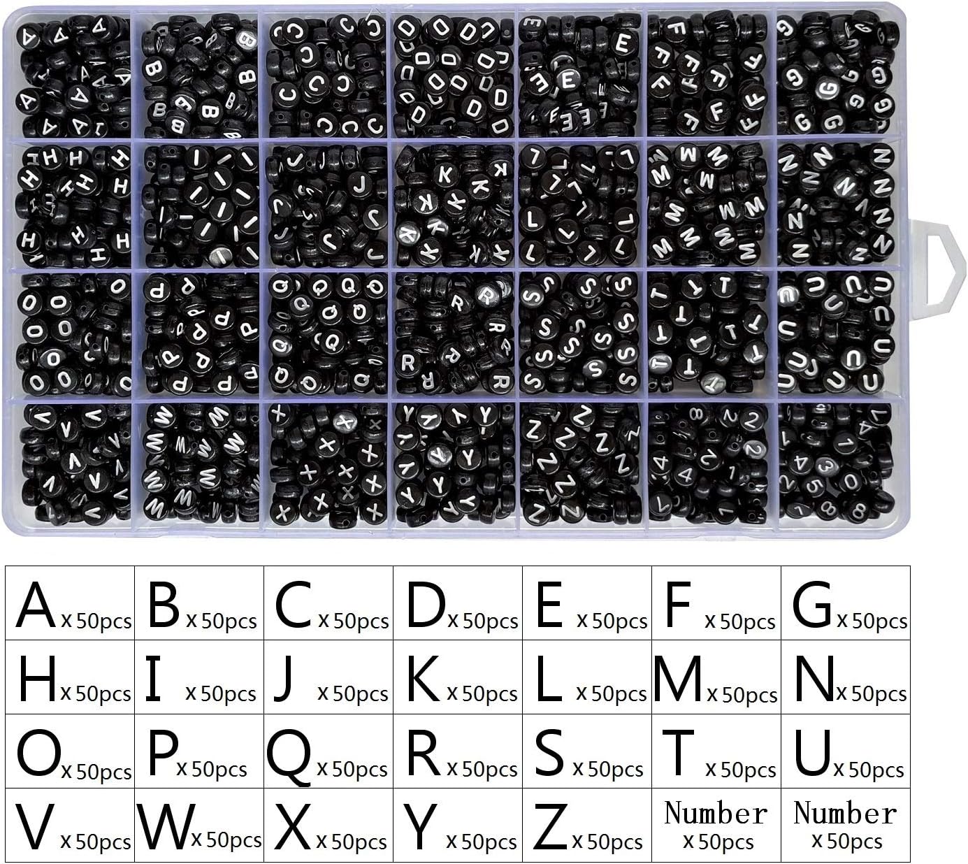Amaney 1400pcs Glow Letter Beads, Heart Beads Whit Elastic Beading Cord,4x7mm Round Acrylic Alphabet Beads for Friend Bracelet Jewelry Making