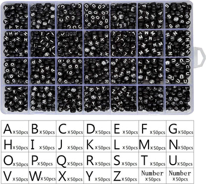 Amaney 1400pcs Glow Letter Beads, Heart Beads Whit Elastic Beading Cord,4x7mm Round Acrylic Alphabet Beads for Friend Bracelet Jewelry Making