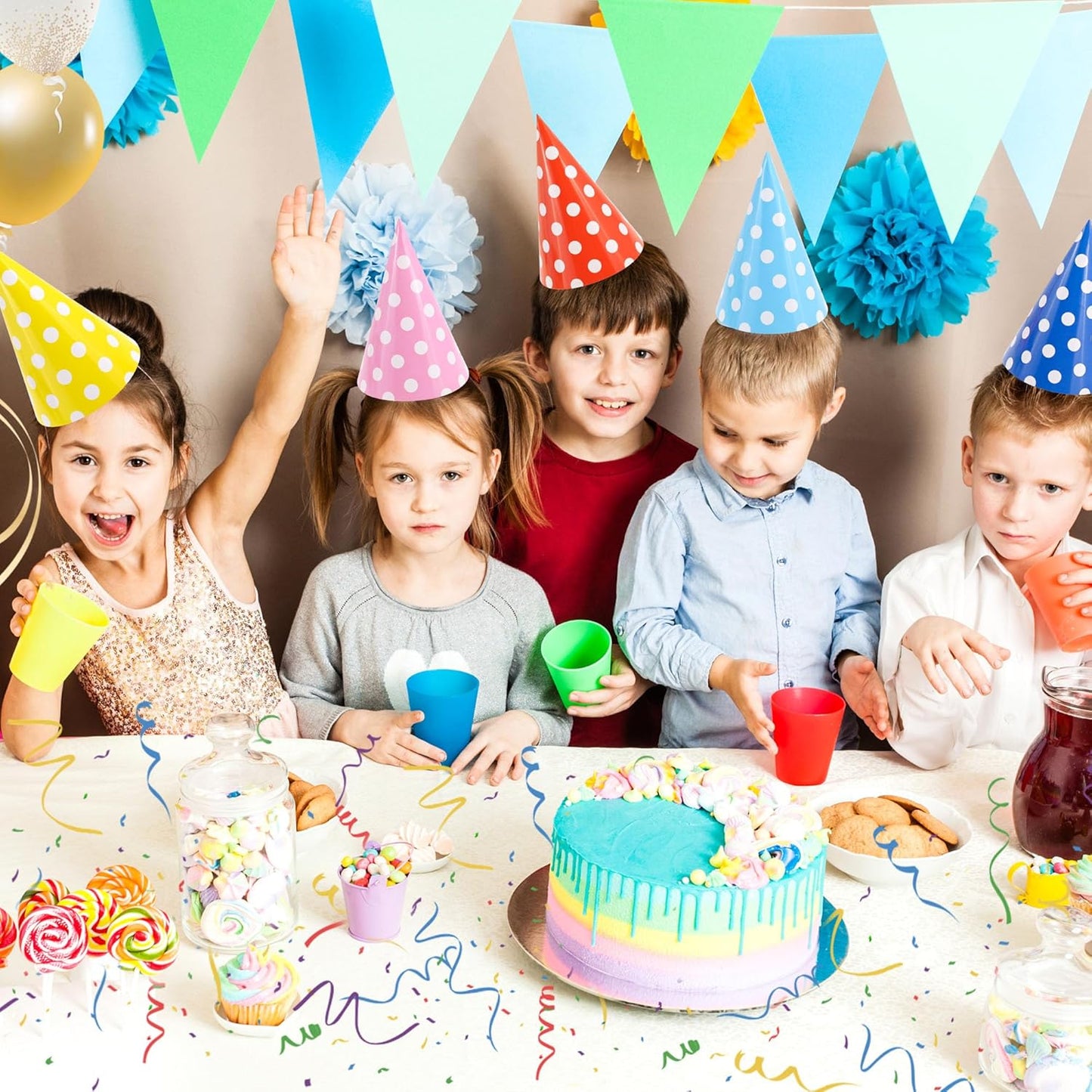 CANREVEL Party Hats for Adults, Birthday Party Headwear Supplies, Cone Hats Bulk for Women Men