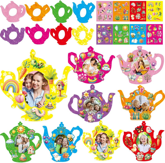 Treasure Cove Mother's Day Picture Frames Craft Happy Mother's Day Crafts for Kids DIY Tea Pot Photo Frames Spring Craft for Home Classroom Activities Party Decor 24Pcs