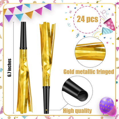 24 Pcs Glitter Noise Makers Metallic Fringed Party Blower for Adults Birthday Graduation New Years Party Favors Supplies (Colorful)