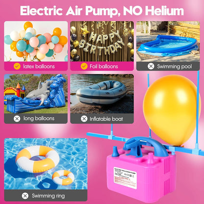 Electric Balloon Pump,110V 600W Portable Dual Nozzles Balloon Pump,Air Pump Balloon Blower for Party Decorations with Tying Tool