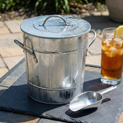 4L Double Walled Insulated Ice Bucket with Lid & Scoop, Silver Ice Bucket for Parties & Bar - Portable Beverage Tub w/Carry Handles, Indoor/Outdoor Wine Chiller