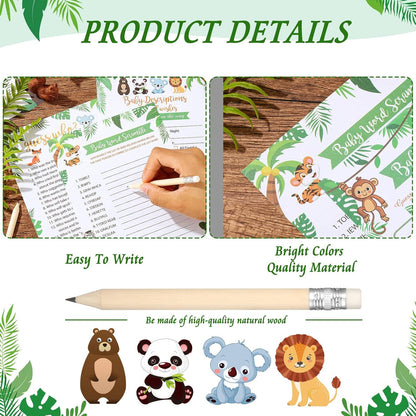 Yinder 145 Pcs Baby Shower Games Activities Cards with 20 Pencils Includes Baby Bingo Description and Wishes Guess Who Price is Right Word Scramble Game(Here Comes the Son)