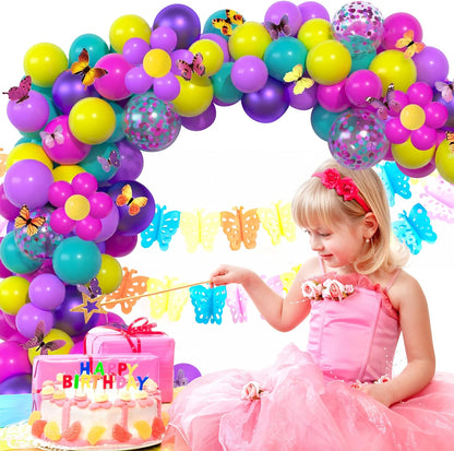 Pink Blue Purple Balloon, 60 Pcs 12 Inches Hot Pink Metallic Purple Teal Yellow Balloons Confetti Balloons for Kids Magic Theme Birthday Decoration Baby Shower Girls Music Party Supplies