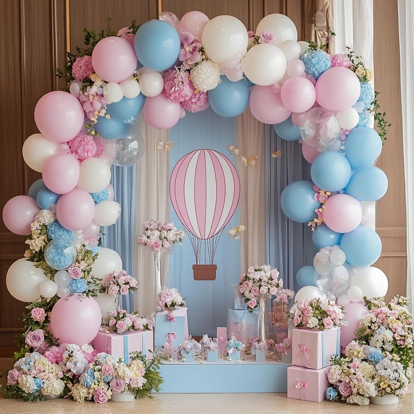 RUBFAC 87pcs Metallic Blue Silver Balloon Garland Arch Kit, 18 12 10 5 Inch Blue Silver Confetti Latex Party Balloons for Birthday Graduation Baby Shower Decoration