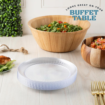 PLASTICPRO 30 Pack Crystal Like Clear Disposable Plastic Plates Dinner Dishes 6 ounce Bowls for Special Occasions Parties