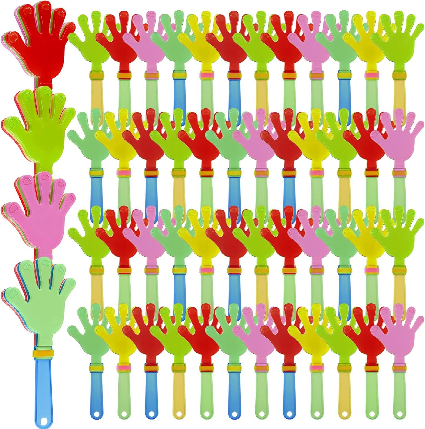 Meooeck 300 Pcs Hand Clappers 7.5 Inch Hand Clappers Noisemakers Bulk Noise Makers Party Favors Cheer Noise Makers for Sporting Events Fiesta Birthday Reward Cheers Game Party (Mixed Colors)