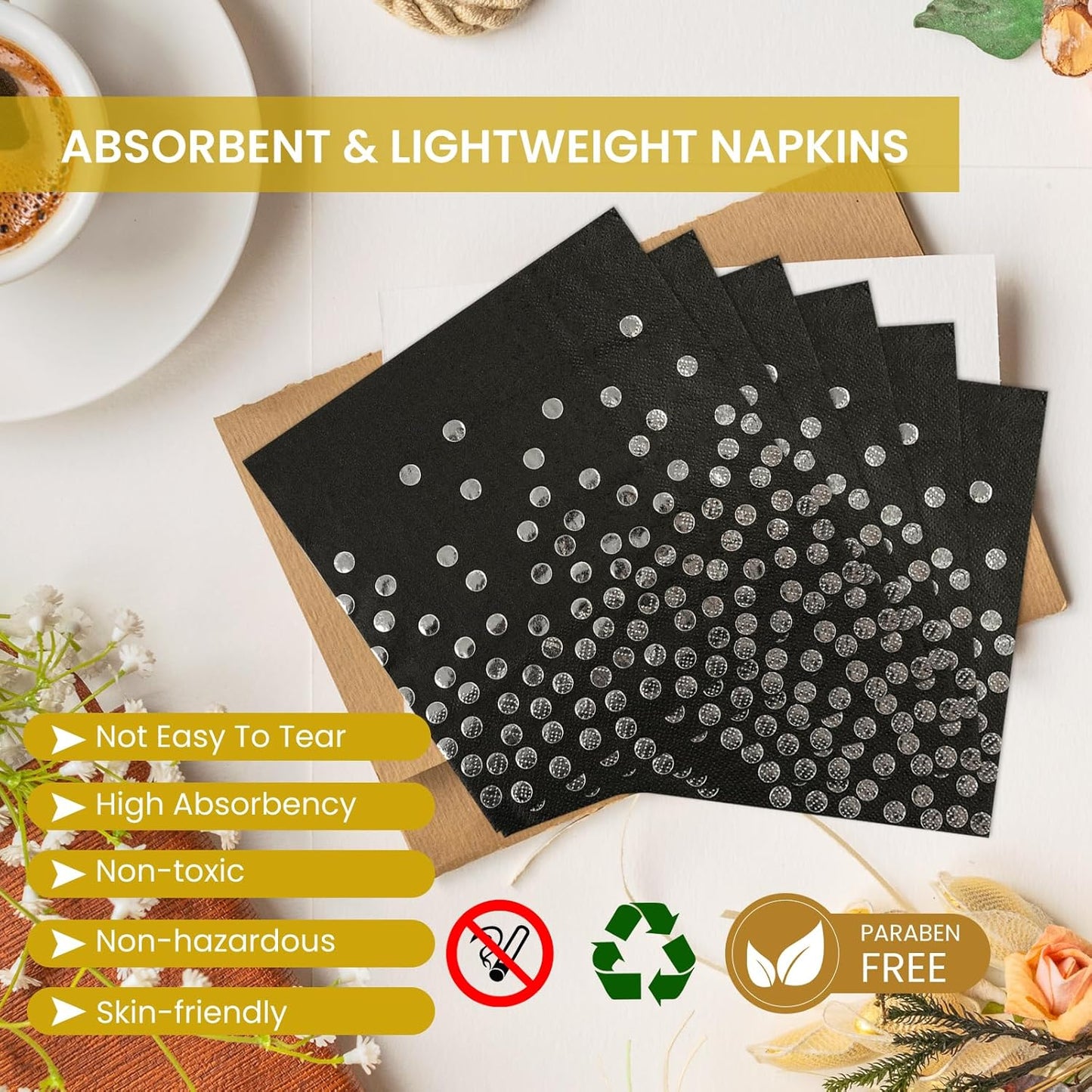 75PCS Paper Plates and Napkins Set - White and Gold Dot Disposable Party Dinnerware Includes Paper Plates, Napkins, Forks Decorations for 2026 New Year, Birthday, Wedding and Holiday, Serves 25