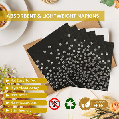 75PCS Paper Plates and Napkins Set - White and Gold Dot Disposable Party Dinnerware Includes Paper Plates, Napkins, Forks Decorations for 2026 New Year, Birthday, Wedding and Holiday, Serves 25