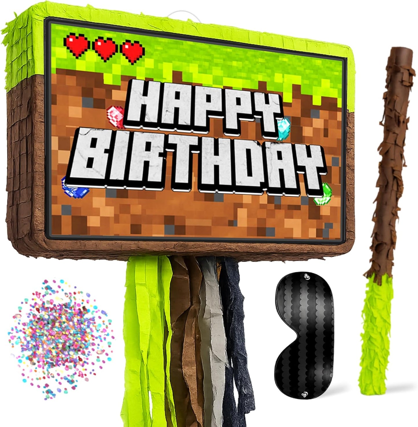 Jergrim Blue Monster Truck Piñata, Small 4 Piece Set, perfect for Kids Birthday Parties, Race Car Party Supplies fits piñata candy and party favors (17”X11”) Durable!