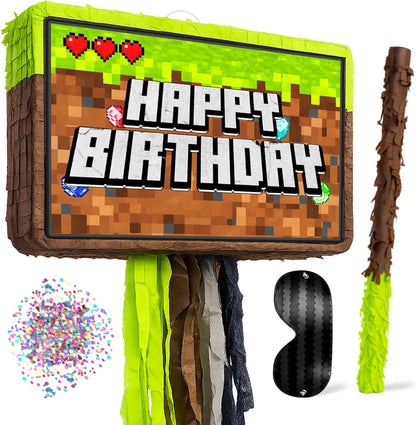 Jergrim Blue Monster Truck Piñata, Small 4 Piece Set, perfect for Kids Birthday Parties, Race Car Party Supplies fits piñata candy and party favors (17”X11”) Durable!