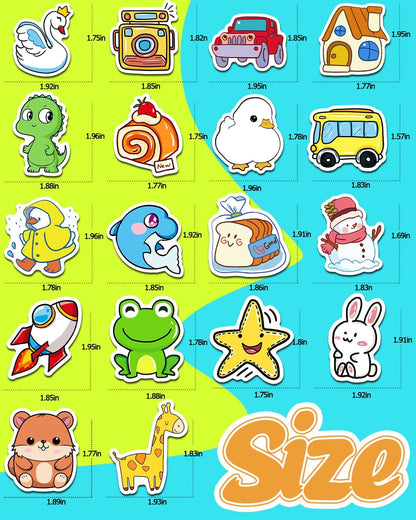Apakkai 600 Pcs Cute Stickers for Kids, Water Bottle Stickers for Teens, Kawaii Vinyl Phone Laptop Skateboard Animal Waterproof Sticker, Bulk Aesthetic Sticker Packs for Boys Girls Teacher