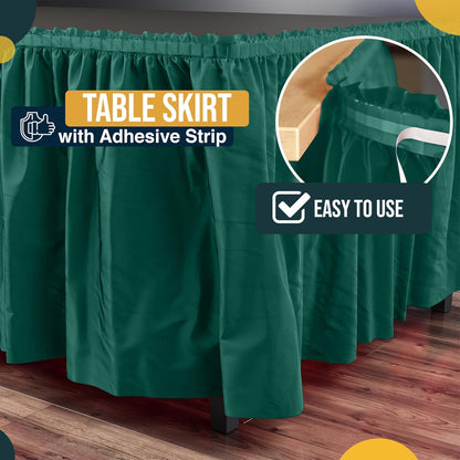Exquisite Ruffle Table Skirt Pink 6 Pack 14 Ft Long Table Skirts for Rectangle Tables 6ft Plus or Round Tables Skirts with Adhesive Strip for Gender Reveal Decor & Happy Birthday Parties