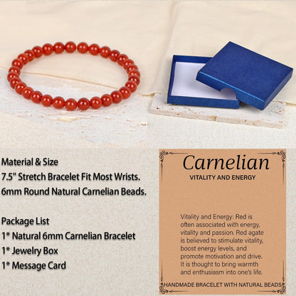 LPBeads Handmade Natural Gemstone Stretch Elastic Bracelet Healing Crystal Round Stone Beads Jewelry Gifts for Women Men
