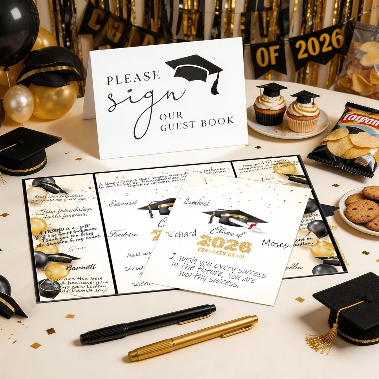kockuu 2026 Graduation Guest Book Signature Board, Pink Class of 2026 Graduation Sign in Book to Sign Decor for Grad Party High School College Grad Gifts