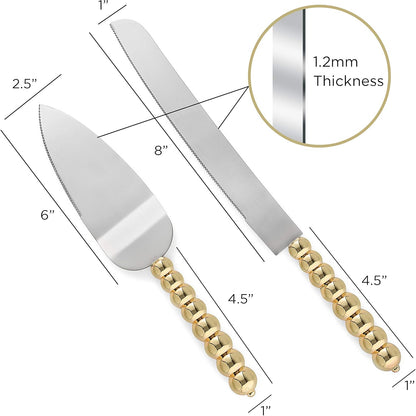 Homi styles Wedding Cake knife and Server Set | Elegant Rose Gold Color Premium 420 Stainless Steel plated Blades | Cake & Pie Serving Set for Wedding Cake, Birthdays, Anniversaries, Parties
