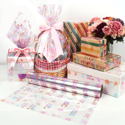 JOYIT 100 ft Clear Cellophane Wrap Roll (31.5 in x 100 ft) - 3 Mil Thicken Cellophane Roll,Cellophane Bags Large,Wrapping Paper for Flower Gift Baskets Wrap (31.5" fold into 16")