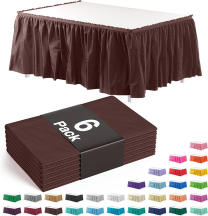 Exquisite Ruffle Table Skirt Black 6 Pack 14 Ft Long Table Skirts for Rectangle Tables 6ft Plus or Round Tables Skirts with Adhesive Strip for Gender Reveal Decor & Happy Birthday Parties