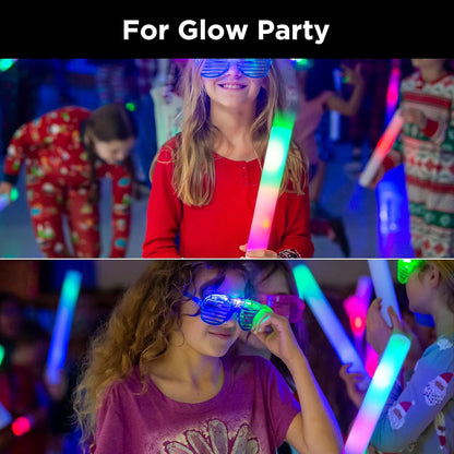 32 Pcs Foam Glow Sticks Bulk Party Pack, L16" Big Led Light Up Foam Sticks with 3 Flashing Effect, Glow in The Dark Party Supplies Favors for Wedding, Adults/Kids Birthday, Disco Dance Floor, DJ