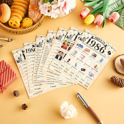 70Pcs 70th Birthday Party Games Born In 1956 Fun 1956 Trivia Music Slang Books Game Double-Sided Game Cards Vintage 70th Birthday Party Supplies for 70 Year Old Activity Anniversary Class Reunion