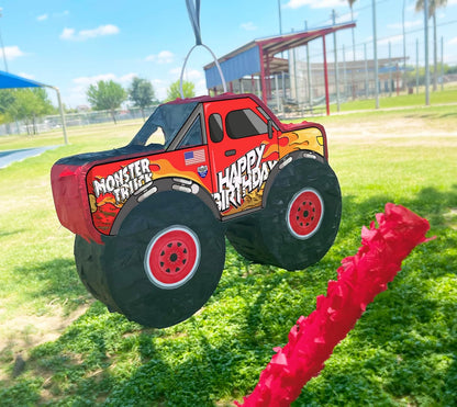 Jergrim Blue Monster Truck Piñata, Small 4 Piece Set, perfect for Kids Birthday Parties, Race Car Party Supplies fits piñata candy and party favors (17”X11”) Durable!