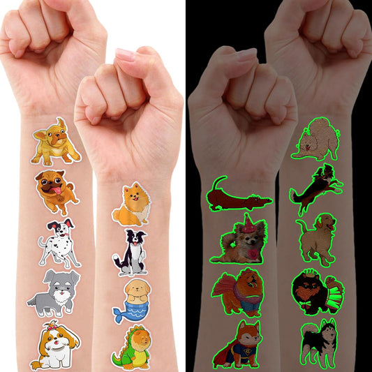 96 PCS Dog Pet Pre-Cut Temporary Tattoos for Kids | Super Cute First Themed Birthday Party Favors, Supplies, Decorations, Animal Fake Tattoo Stickers (Multiple)