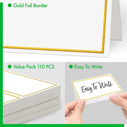 Gethelud 110 PCS Tent Cards, Small Blank Place Cards Delicate Seating Cards Blank Name Cards Escort Cards for Wedding, Table, Dinner Parties, Receptions (Each Measures 2” x 3.5”)