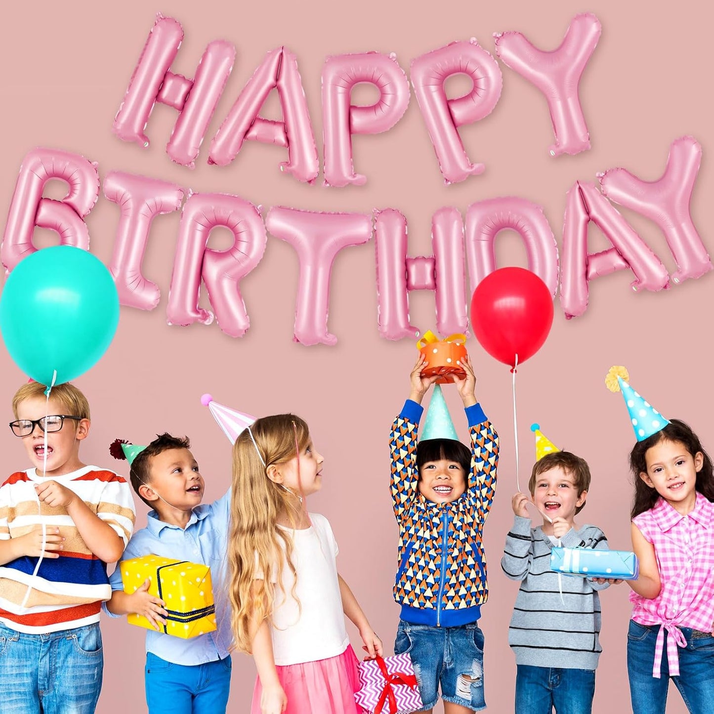 Happy Birthday Balloons Banner, Foil Balloon Personalized Name Letters Balloons Sign Birthday Party Decorations for Women Men Boys Girls Cream